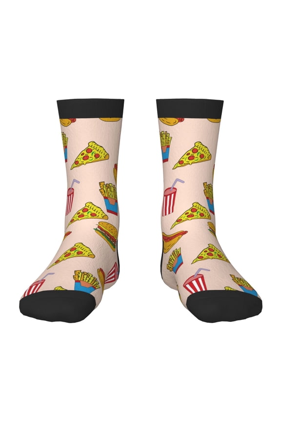 Hamburger Pizza Coke Pattern Children's Socks, Socks Gifts ,kids Crew Soft Cotton Socks , Moisture-Wicking, Durable, Ideal for Daily Wear & Sports