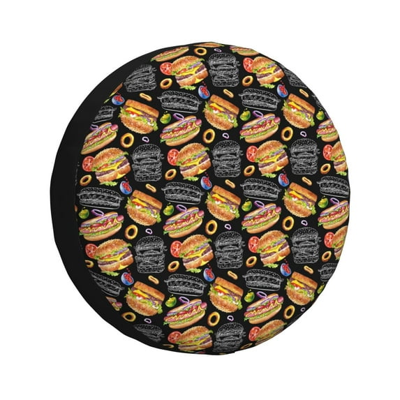 Rateoe Hamburgers Hot Dogs Pattern Tire Cover Wheel Protectors Weatherproof Wheel Covers Universal Fit for Trailer Rv SUV Truck Camper Travel Trailers Accessories-14 inch