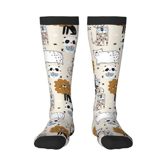 Rateoe Hand Drawn Animals Pattern Women’s Knee High Crew Socks,Trouser Socks Comfortable, Breathable, Moisture-Wicking and Soft