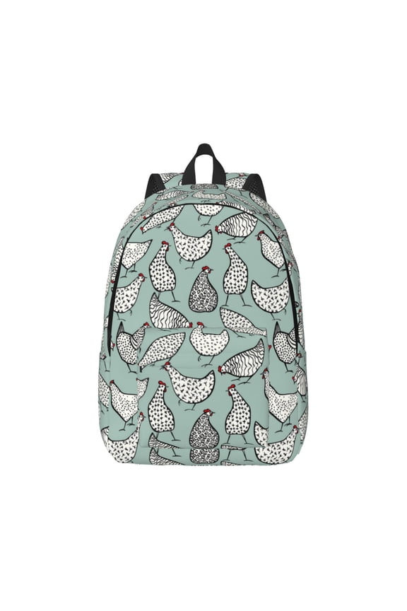 Hand Drawn Chickens Pattern Canvas College Laptop Backpack,Travel Daypack,Durable Rucksack Travel Notebook Bag School Backpack Book Bag for Men Women-Medium