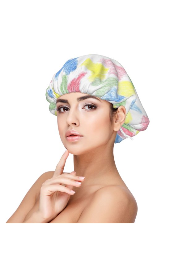 Hand Drawn Colored Hearts Pattern Silk Satin Hair Bonnet for Sleeping, Adjustable Sleep Cap Turban for Women , Curly Straight Hair Long Large Braid