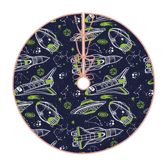 Rateoe Hand Drawn Rockets Pattern Christmas Tree Skirt with Ties , Christmas Tree Decorations, Farmhouse Christmas Decor Xmas Holiday Decorations-30"