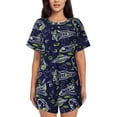 thumbnail image 1 of Rateoe Hand Drawn Rockets Pattern Women's Short-Sleeved Pajama Set - 2 Piece Soft and Lightweight Sleepwear Set-3X-Large, 1 of 6