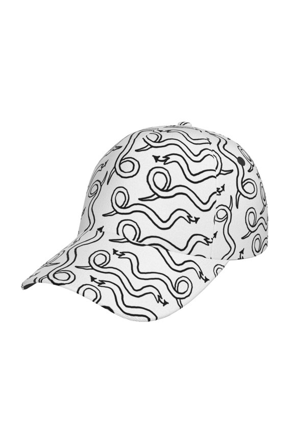 Hand Drawn Snake Pattern Baseball Cap Outdoor Cap Mountain Dad Hat - Unstructured Soft Cotton Cap-Adjustable UV Protection Cap