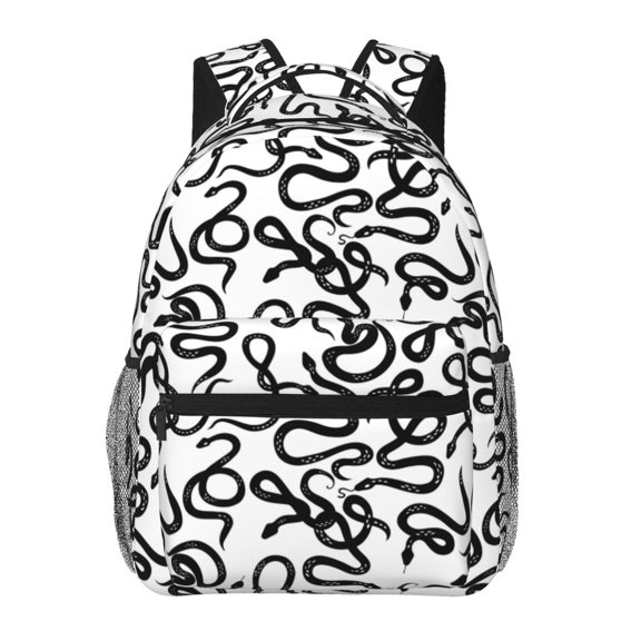 Rateoe Hand Drawn Snake Pattern Casual Backpack for School, Work, Travel Adjustable Straps, Multiple Compartments Ergonomic Design, Fits Laptops and Tablets