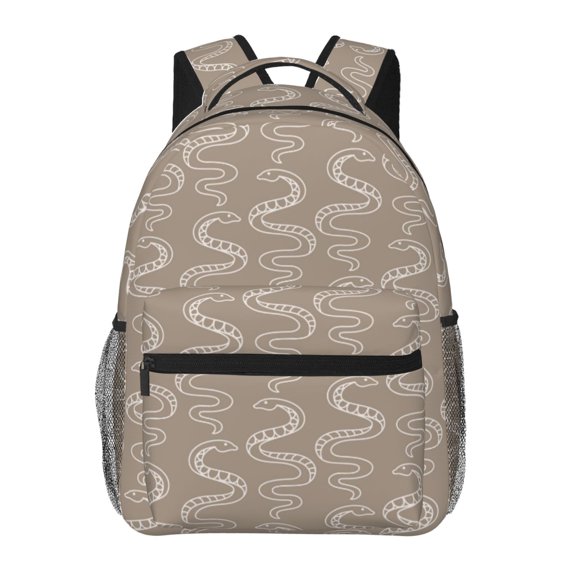 Rateoe Hand Drawn Snake Pattern Casual Backpack for School, Work, Travel Adjustable Straps, Multiple Compartments Ergonomic Design, Fits Laptops and Tablets