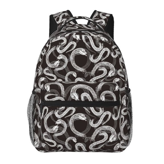 Rateoe Hand Drawn Snake Pattern Casual Backpack for School, Work, Travel Adjustable Straps, Multiple Compartments Ergonomic Design, Fits Laptops and Tablets