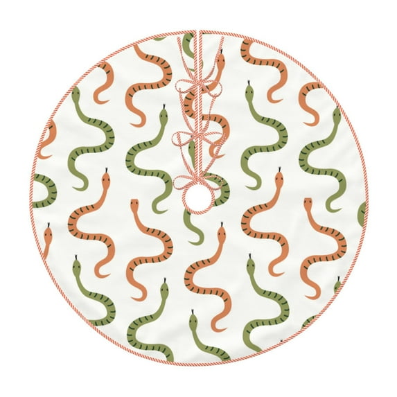 Rateoe Hand Drawn Snake Pattern Christmas Tree Skirt with Ties , Christmas Tree Decorations, Farmhouse Christmas Decor Xmas Holiday Decorations-30"