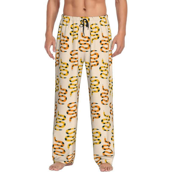 Rateoe Hand Drawn Snake Pattern Men’s Ultra-Soft Comfy Pajama Lounge Pants Sleepwear,Comfortable Lounge Wear,lightweight Pajamas, Casual Home Wear-Medium