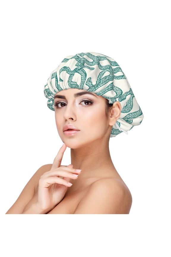 Hand Drawn Snake Pattern Silk Satin Hair Bonnet for Sleeping, Adjustable Sleep Cap Turban for Women , Curly Straight Hair Long Large Braid