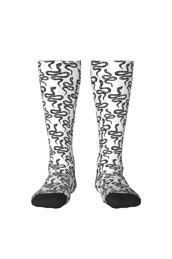 Hand Drawn Snake Pattern Women’s Knee High Crew Socks,Trouser Socks Comfortable, Breathable, Moisture-Wicking and Soft