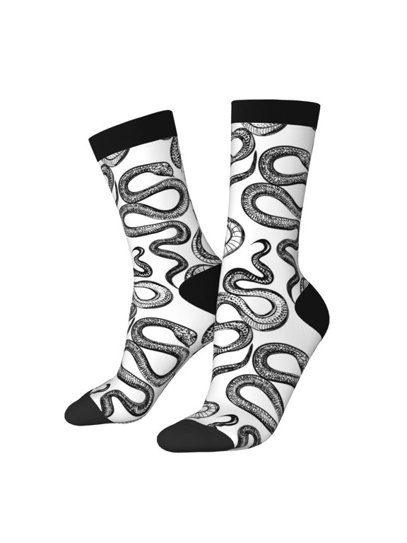 Hand Drawn Snake for Women Casual Calf Socks - Cute Crew Socks - Thin Soft Above Ankle Socks Size 5-11