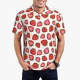thumbnail image 1 of Rateoe Hand Drawn Strawberry Pattern Men's Short Sleeve Polo Shirts, Golf Polo Shirts Short Sleeve Performance Moisture Wicking Dry-X-Large, 1 of 6