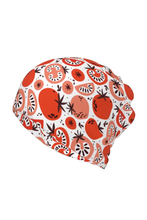 Hand Drawn Tomatoes Cotton Slouchy Beanie Hat for Men/Women,Lightweight Oversize Large Thin Skull Cap Night Sleeping Cap