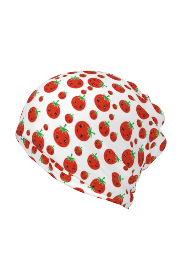 Hand Drawn Tomatoes Cotton Slouchy Beanie Hat for Men/Women,Lightweight Oversize Large Thin Skull Cap Night Sleeping Cap