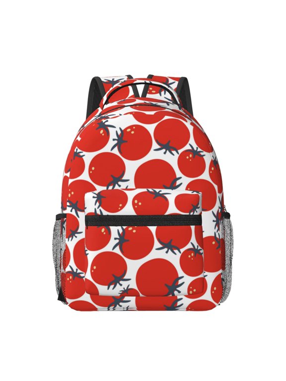 Hand Drawn Tomatoes Pattern Durable Student Backpack Laptop Bag- Ergonomic Design, Waterproof Twill Fabric - Ideal for School, Travel, and Outdoor Activities