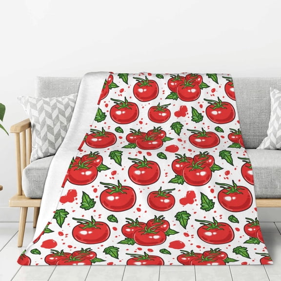 Rateoe Hand Drawn Tomatoes Pattern Flannel Throw Blanket, Ultra-soft Blanket for Bed, Couch, Car, Hypoallergenic Anti-pilling blanket-40"x30"(Vertical)