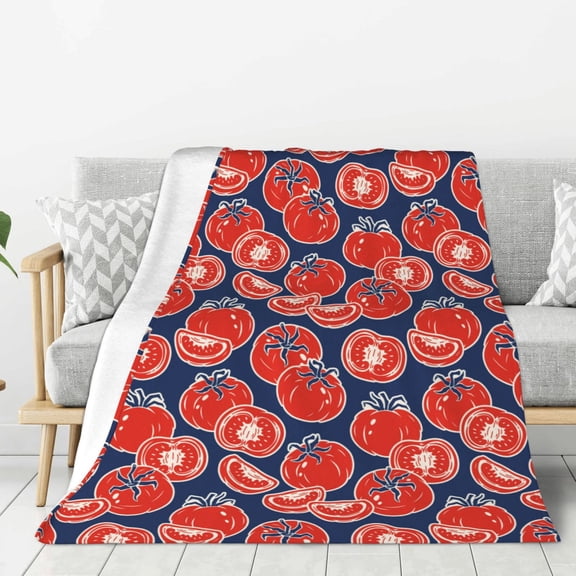 Rateoe Hand Drawn Tomatoes Pattern Flannel Throw Blanket, Ultra-soft Blanket for Bed, Couch, Car, Hypoallergenic Anti-pilling blanket-60"x50"(Vertical)