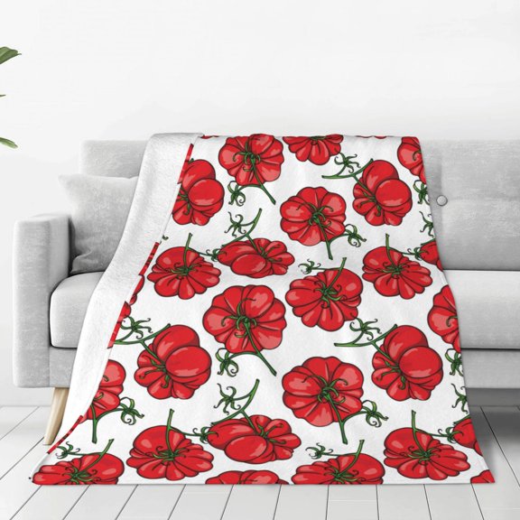 Rateoe Hand Drawn Tomatoes Print Fuzzy Fleece Throw Blanket Extra Large,Super Soft,Fluffy and Warm Blankets for Couch,Bed,All Season Use (50"x40")