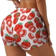 thumbnail image 1 of Rateoe Hand Drawn Tomatoes Printed Power Workout Shorts for Women Tummy Control Squat Proof Ribbed Thick Seamless Scrunch Active Short-X-Large, 1 of 8