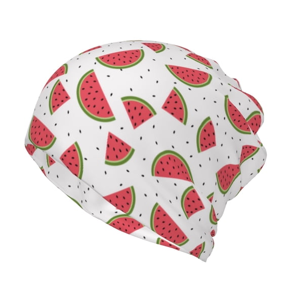Rateoe Hand Drawn Watermelon Cotton Slouchy Beanie Hat for Men/Women,Lightweight Oversize Large Thin Skull Cap Night Sleeping Cap