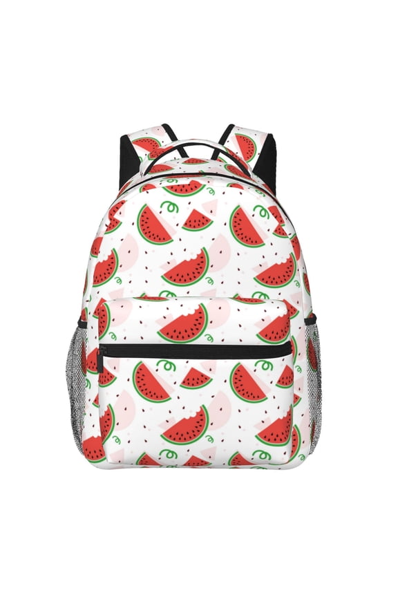 Hand Drawn Watermelon Pattern Casual Backpack for School, Work, Travel Adjustable Straps, Multiple Compartments Ergonomic Design, Fits Laptops and Tablets