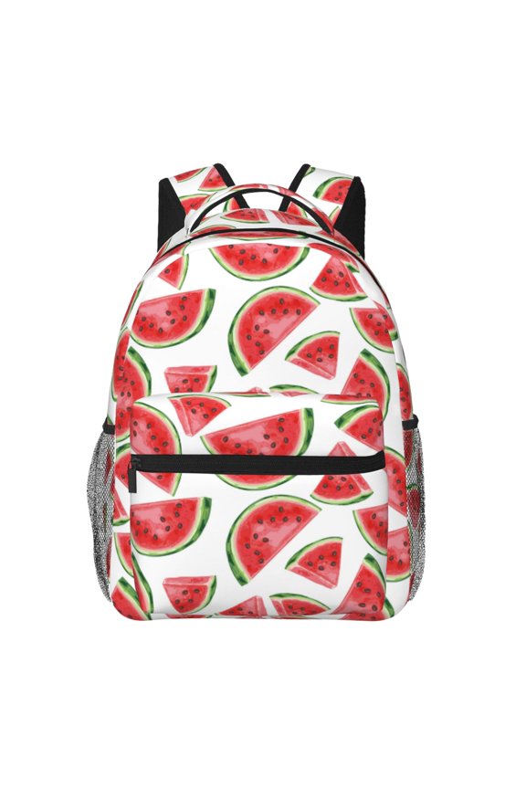 Hand Drawn Watermelon Pattern Casual Backpack for School, Work, Travel Adjustable Straps, Multiple Compartments Ergonomic Design, Fits Laptops and Tablets