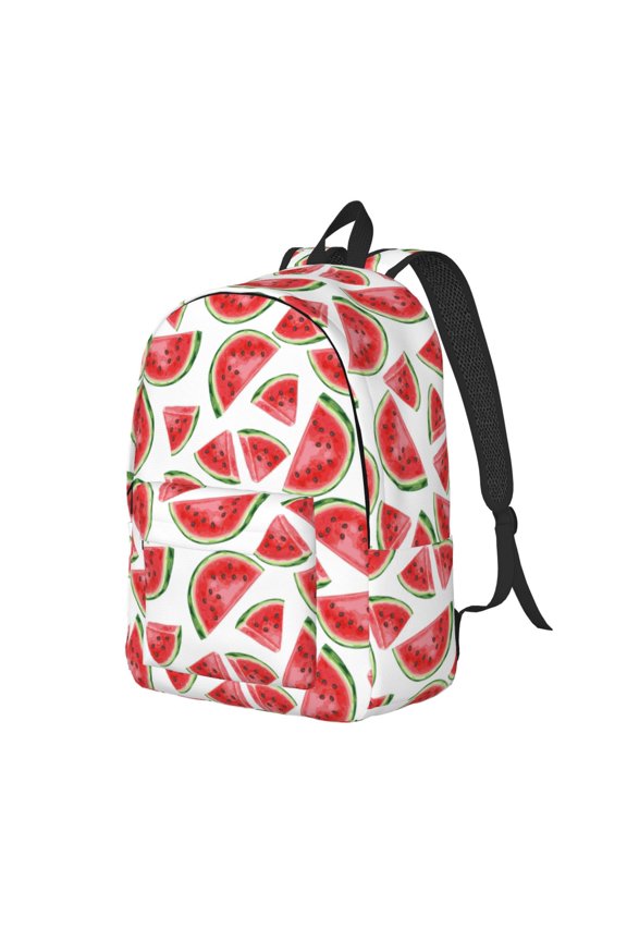 Hand Drawn Watermelon Pattern Durable Canvas Backpack for Men & Women – Stylish & Lightweight – Adjustable Straps, Multiple Pockets – Fits 15-17 Inch LaptopsSmall