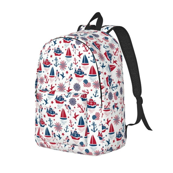 Rateoe Happy Columbus Day Pattern Durable Canvas Backpack for Men & Women – Stylish & Lightweight – Adjustable Straps, Multiple Pockets – Fits 15-17 Inch LaptopsSmall
