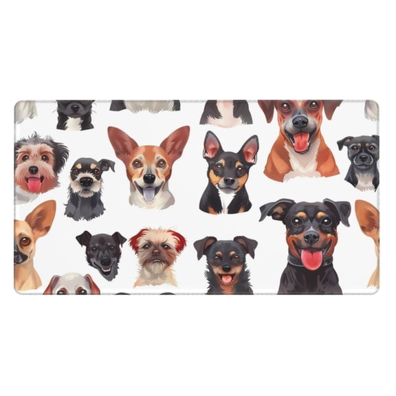 Rateoe Happy Dog Faces Collage Print Mouse Pad - Extended Large Gaming Mousepad,Non-Slip Stitched Edge,16x29.5 Inch
