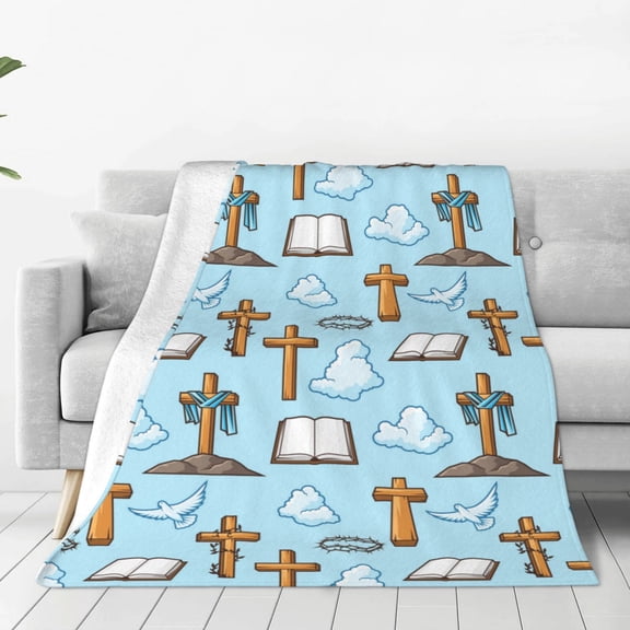Rateoe Happy Easte Print Fuzzy Fleece Throw Blanket Extra Large,Super Soft,Fluffy and Warm Blankets for Couch,Bed,All Season Use-60"x50"