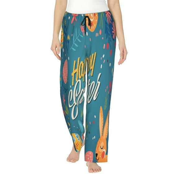 Rateoe Happy Easter Pattern Women’s Ultra-Soft Comfy Pajama Lounge Pants Sleepwear,Comfortable Lounge Wear,lightweight Pajamas, Casual Home Wear-Large