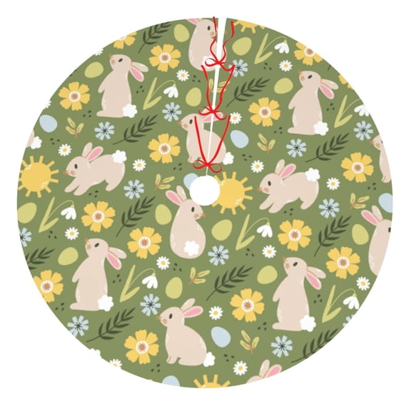 Rateoe Happy Easter Print Christmas Tree Skirt 30" for Xmas Holiday New Year Party Circle Tree Mat Ornaments Decoration