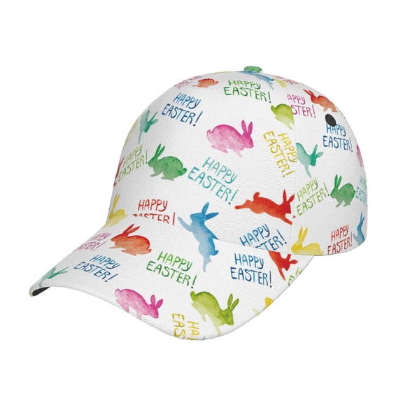 Rateoe Happy Easter Rabbit Pattern Baseball Cap Outdoor Cap Mountain Dad Hat - Unstructured Soft Cotton Cap-Adjustable UV Protection Cap