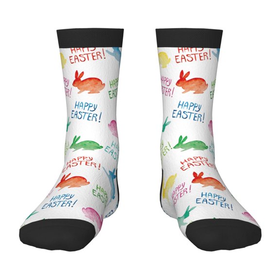 Rateoe Happy Easter Rabbit Pattern Children's Socks, Socks Gifts ,kids Crew Soft Cotton Socks , Moisture-Wicking, Durable, Ideal for Daily Wear & Sports