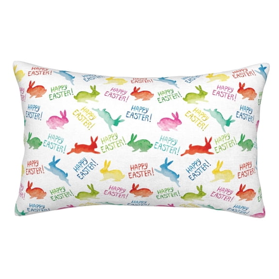 Rateoe Happy Easter Rabbit Pattern Decorative Pillow Case,Throw Pillow Covers,Plush Pillow Cover,Soft Pillow Case,Velvet Pillow Case-14"x20"