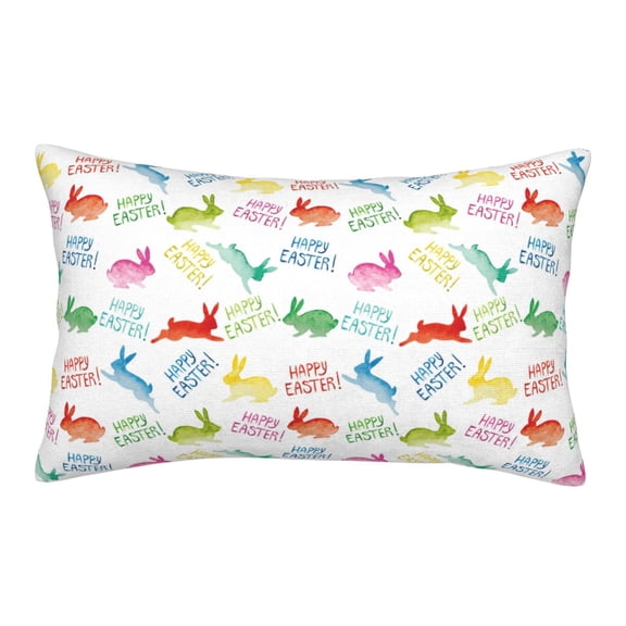 Rateoe Happy Easter Rabbit Pattern Pillow Covers with Invisible Zipper(Pillows are not Included) Standard Pillowcases-16"x24"