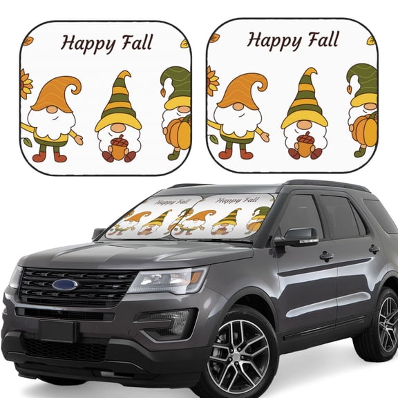 Rateoe Happy Fall Pattern 2 Piece Car Windshield Sun Shade Foldable | Front Windshield Shade for Sun, Heat and UV Rays | Sunshade for Car Front Window-Large