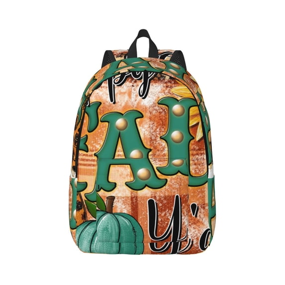Rateoe Happy Fall Y'All Pattern Canvas College Laptop Backpack,Travel Daypack,Durable Rucksack Travel Notebook Bag School Backpack Book Bag for Men Women-Small