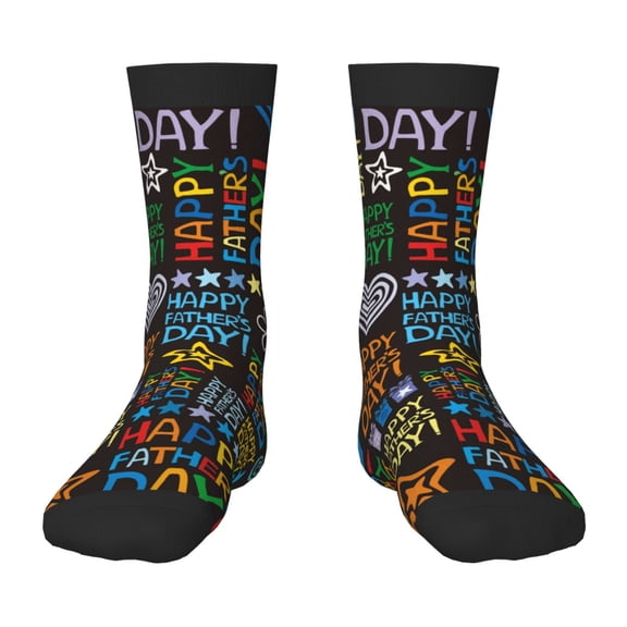 Rateoe Happy Father Day Pattern Children's Socks, Socks Gifts ,kids Crew Soft Cotton Socks , Moisture-Wicking, Durable, Ideal for Daily Wear & Sports