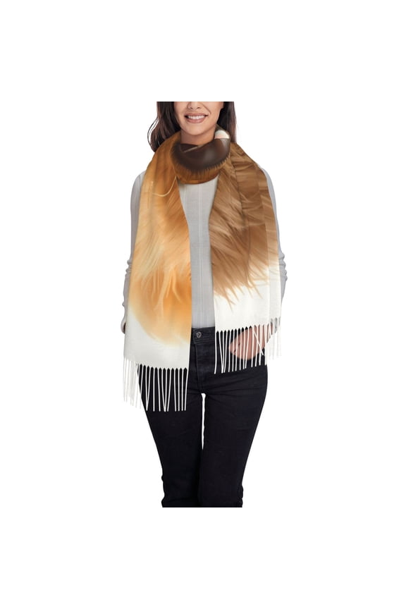 Happy Fluffy Running Dog Women's Traditional Scarf Wrap Tassel Shawl Fringes Neck Head Shawl Retro Scarf