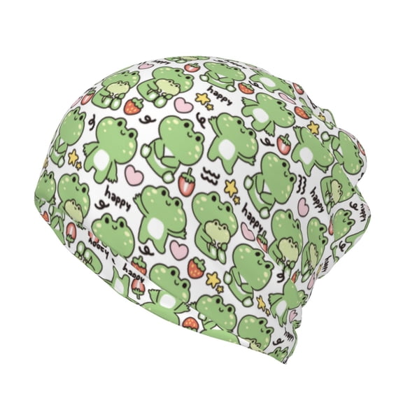 Rateoe Happy Frogs Cotton Slouchy Beanie Hat for Men/Women,Lightweight Oversize Large Thin Skull Cap Night Sleeping Cap