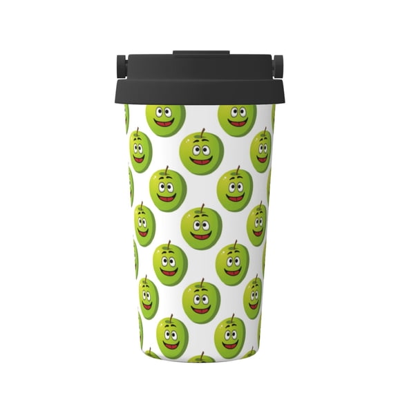 Rateoe Happy Fruit Pattern Travel Coffee Mug Tumbler with Flip Lid | Reusable Insulated Stainless Steel Cold Brew Iced Coffee Cup Thermos