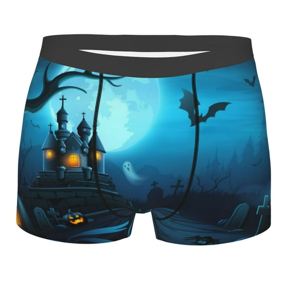Rateoe Happy Halloween-1 Mens Boxer Briefs Poly Spandex Performance Boxer Briefs Underwear Hem Boxer Briefs - Medium