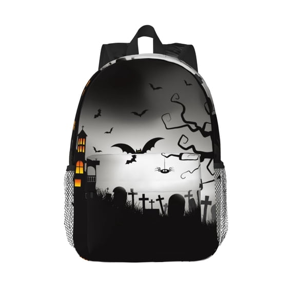 Rateoe Happy Halloween 1 Pattern Student Backpack Water-resistant Backpack 15-inch Laptop Backpack Lightweight Adjustable School Backpack