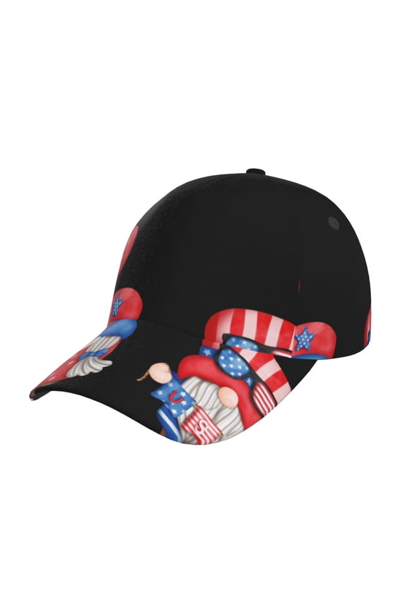 Happy Independence Day Gnome Pattern Baseball Cap Outdoor Cap Mountain Dad Hat - Unstructured Soft Cotton Cap-Adjustable UV Protection Cap