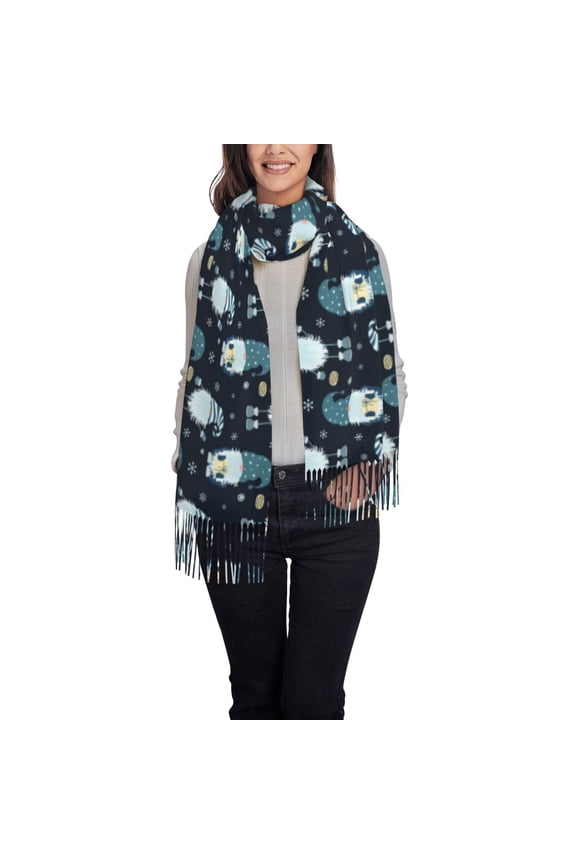 Happy Kitten Faces Women's Traditional Scarf Wrap Tassel Shawl Fringes Neck Head Shawl Retro Scarf