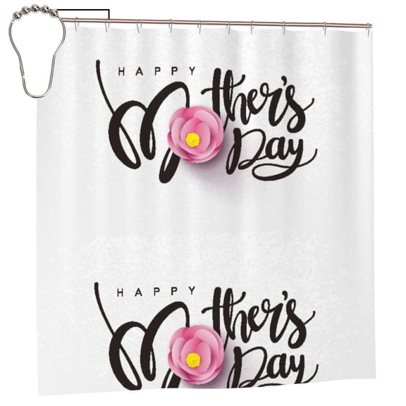 Rateoe Happy Mother's Day (3) Shower Curtain - Fancy Bathroom Shower Curtain Sets - Waterproof Shower Curtain with Hooks with 12 Plastic Hooks 72x72 Inches