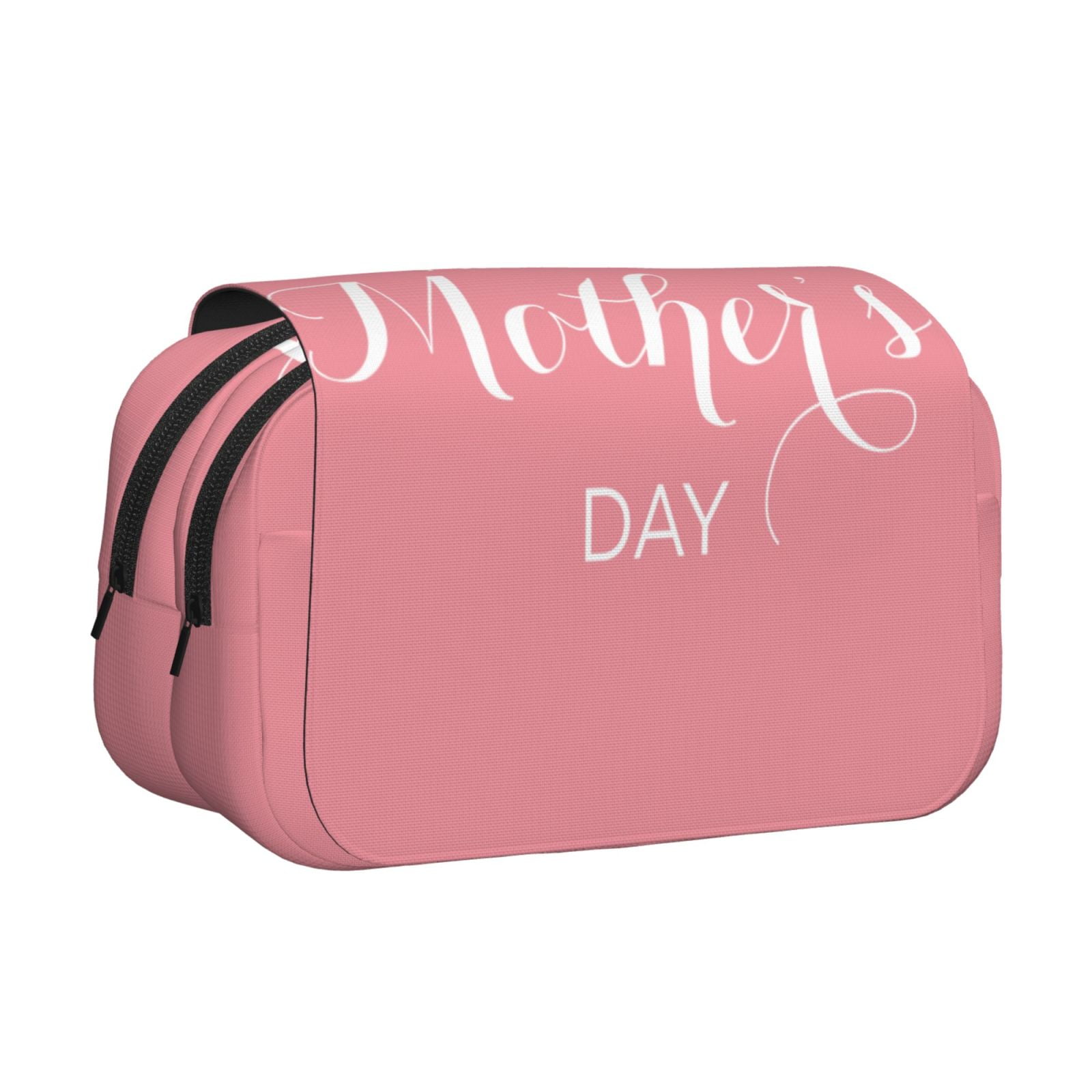 Rateoe Happy Mother's Day Pattern Double Clamshell Pen Case, Storage Organizer with Two Zipper Compartments– Holds Up to 50 Pencils & Pens