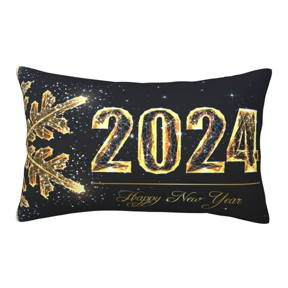 Rateoe Happy New Year 2024 (5) Pattern Pillow Covers with Invisible Zipper(Pillows are not Included) Standard Pillowcases-20"x30"